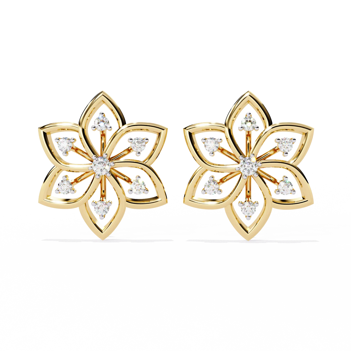 Padma Lotus Lab Grown Diamond Floral Studs - Ophiratbf
