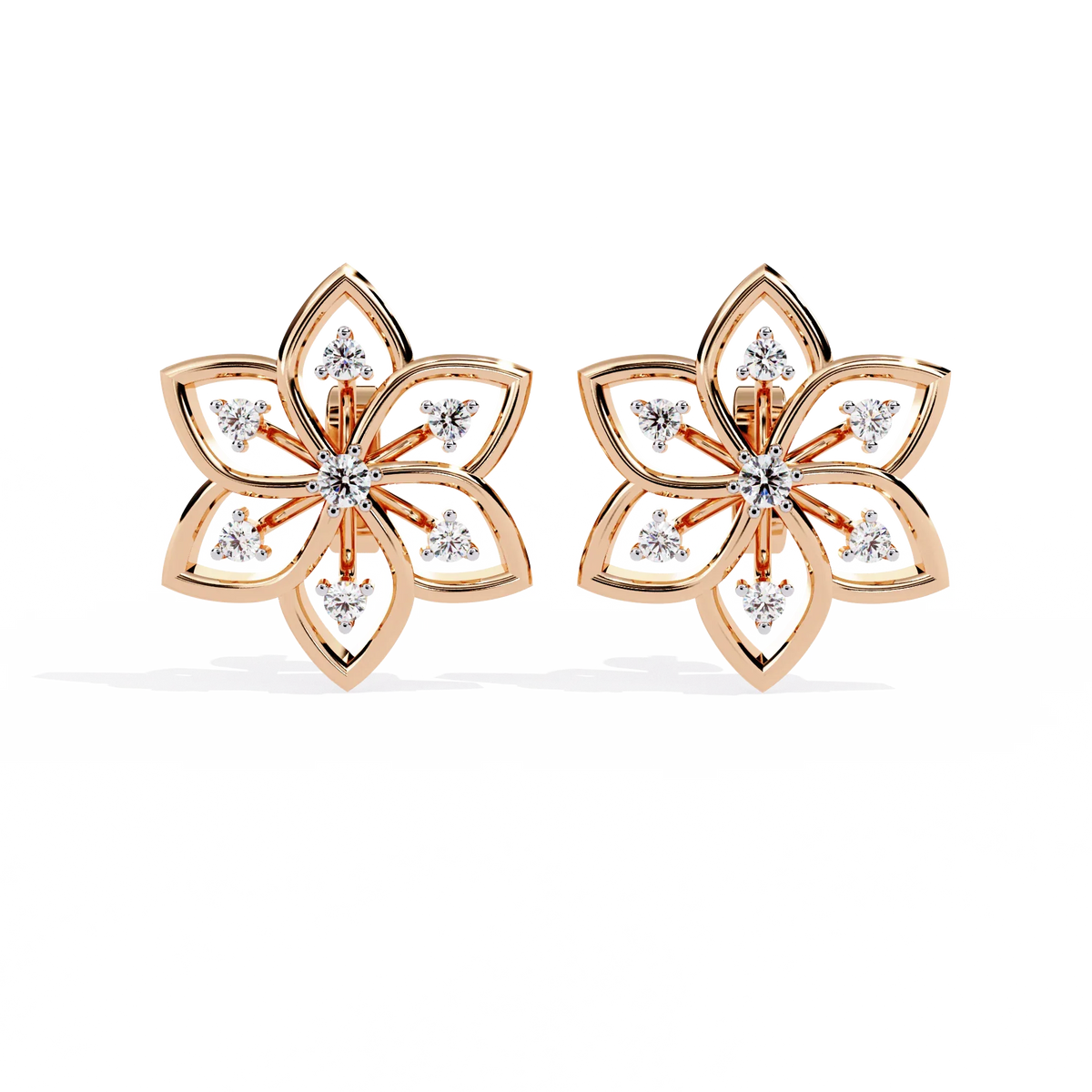 Padma Lotus Lab Grown Diamond Floral Studs - Ophiratbf