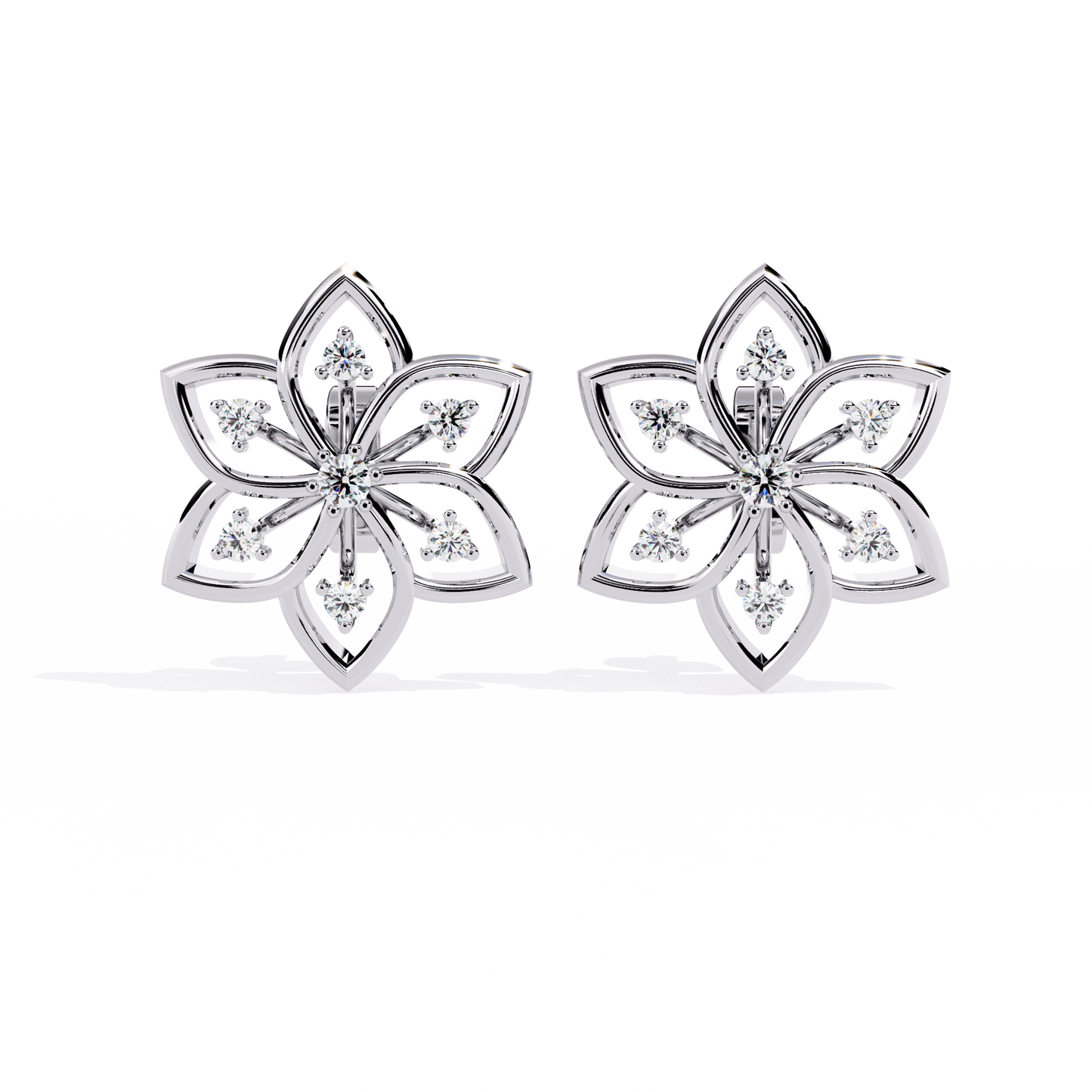 padma lotus lab grown diamond floral studs