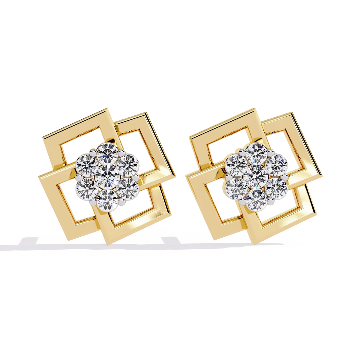 Matrix Geometric Cluster Lab Grown Diamond Studs - Ophiratbf