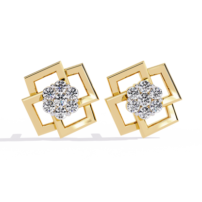Matrix Geometric Cluster Lab Grown Diamond Studs
