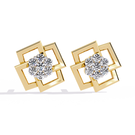 Matrix Geometric Cluster Lab Grown Diamond Studs