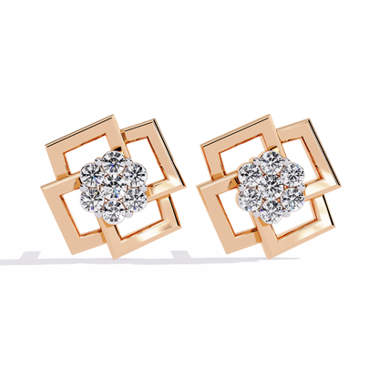 Matrix Geometric Cluster Lab Grown Diamond Studs