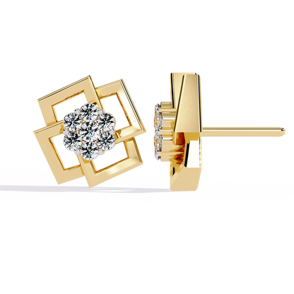 Matrix Geometric Cluster Lab Grown Diamond Studs