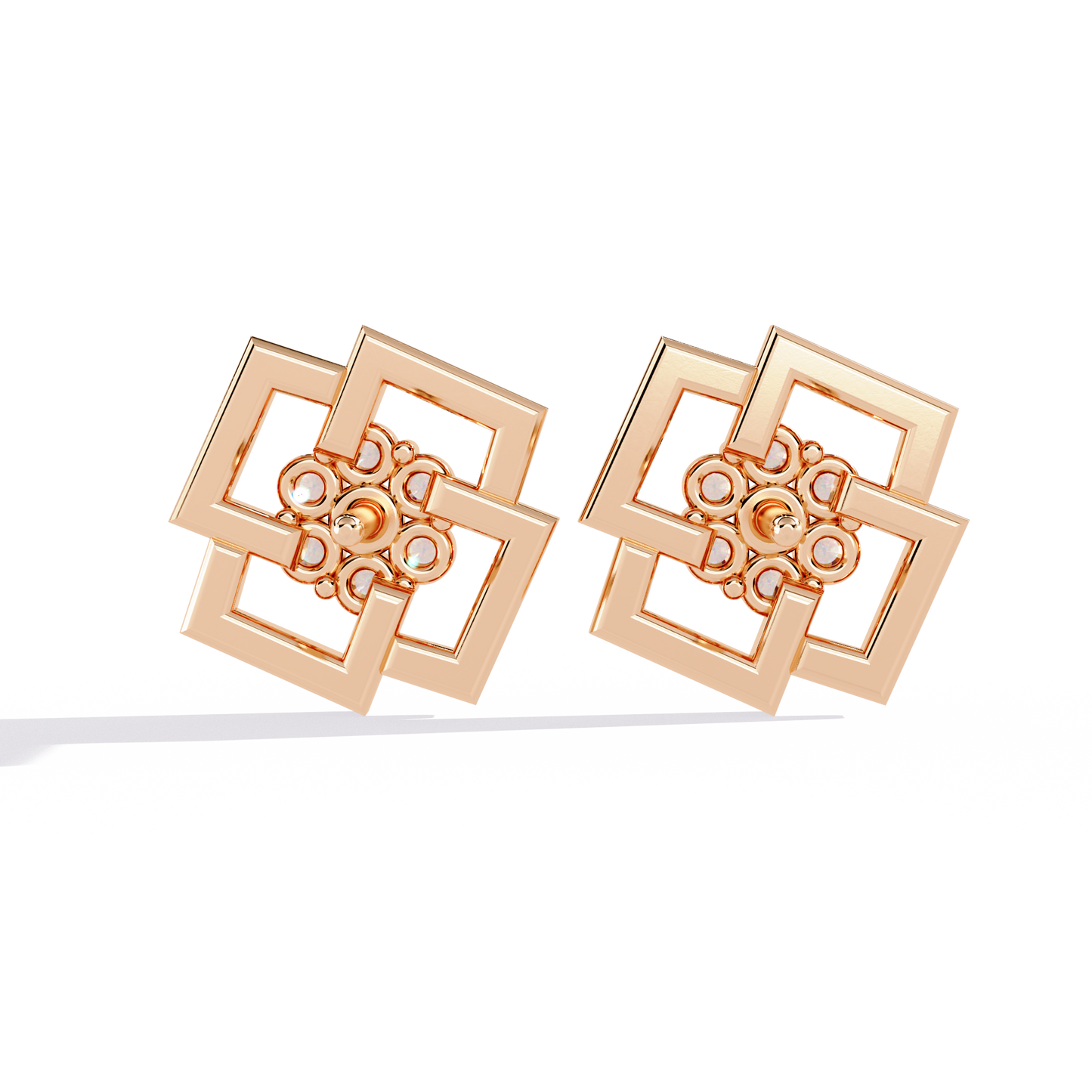 matrix geometric cluster lab grown diamond studs