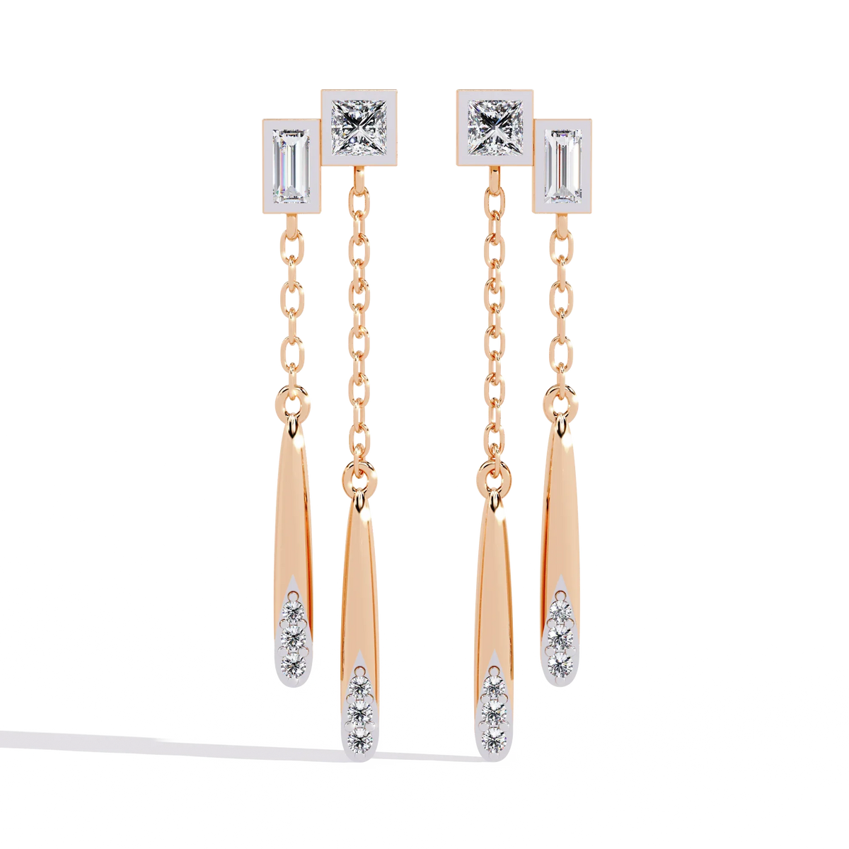 Cosmo Geometric Chain Drop Lab Grown Diamond Earrings - Ophiratbf
