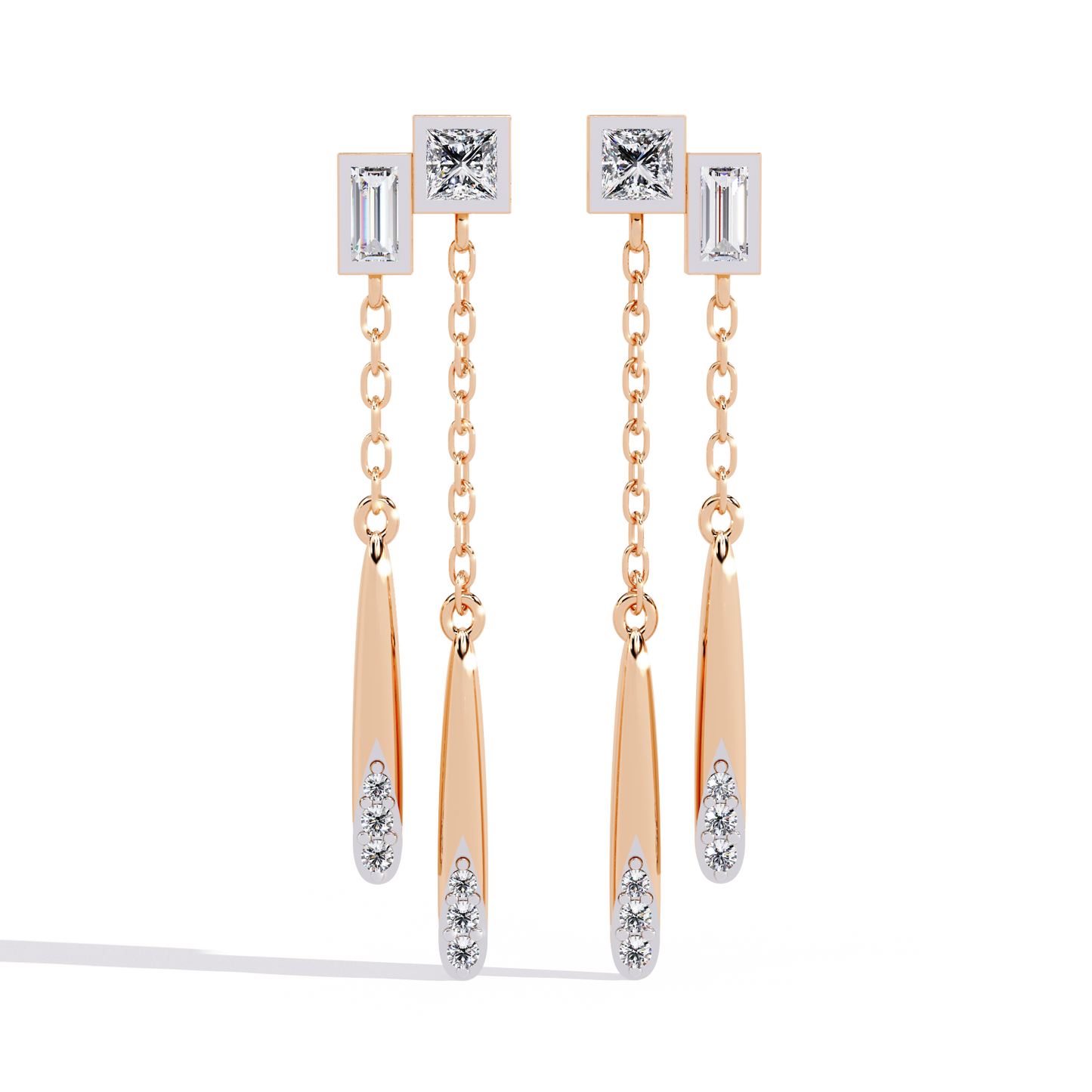 cosmo geometric chain drop lab grown diamond earrings