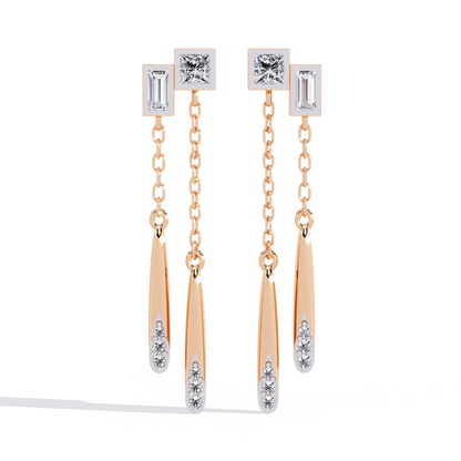Cosmo Geometric Chain Drop Lab Grown Diamond Earrings