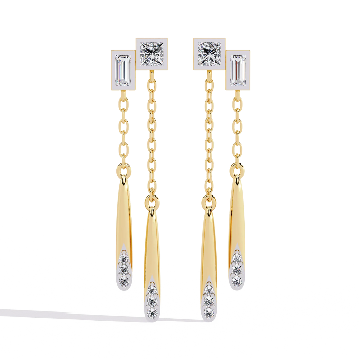 Cosmo Geometric Chain Drop Lab Grown Diamond Earrings - Ophiratbf
