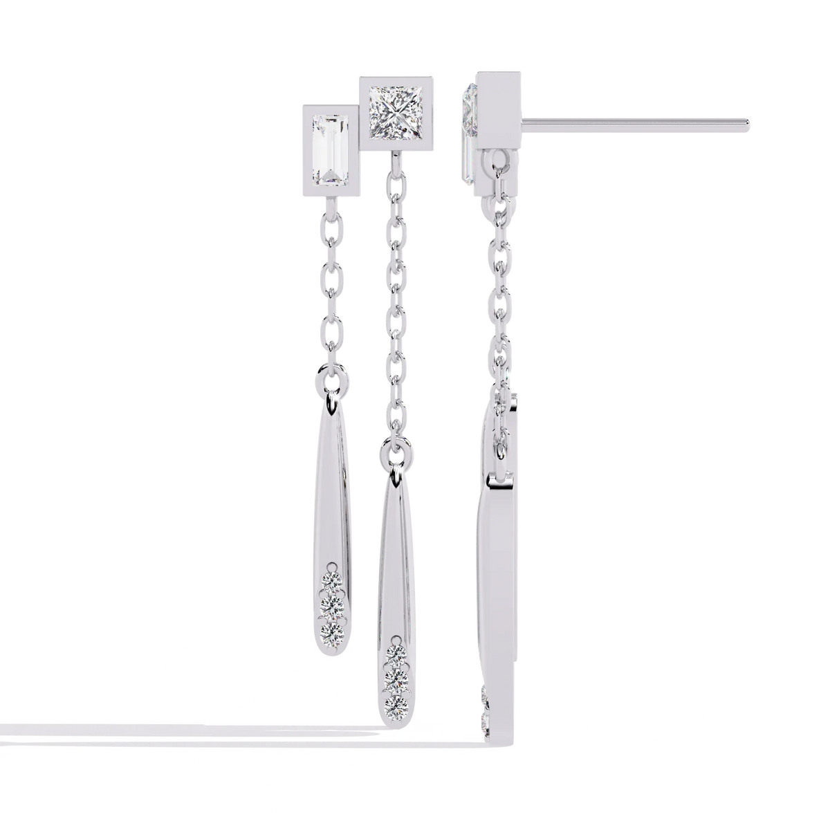 Cosmo Geometric Chain Drop Lab Grown Diamond Earrings - Ophiratbf