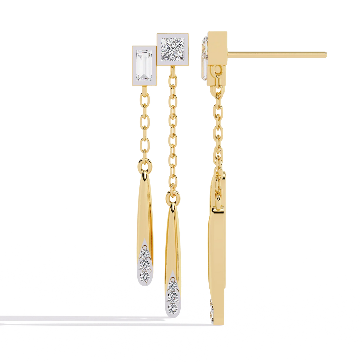 Cosmo Geometric Chain Drop Lab Grown Diamond Earrings - Ophiratbf