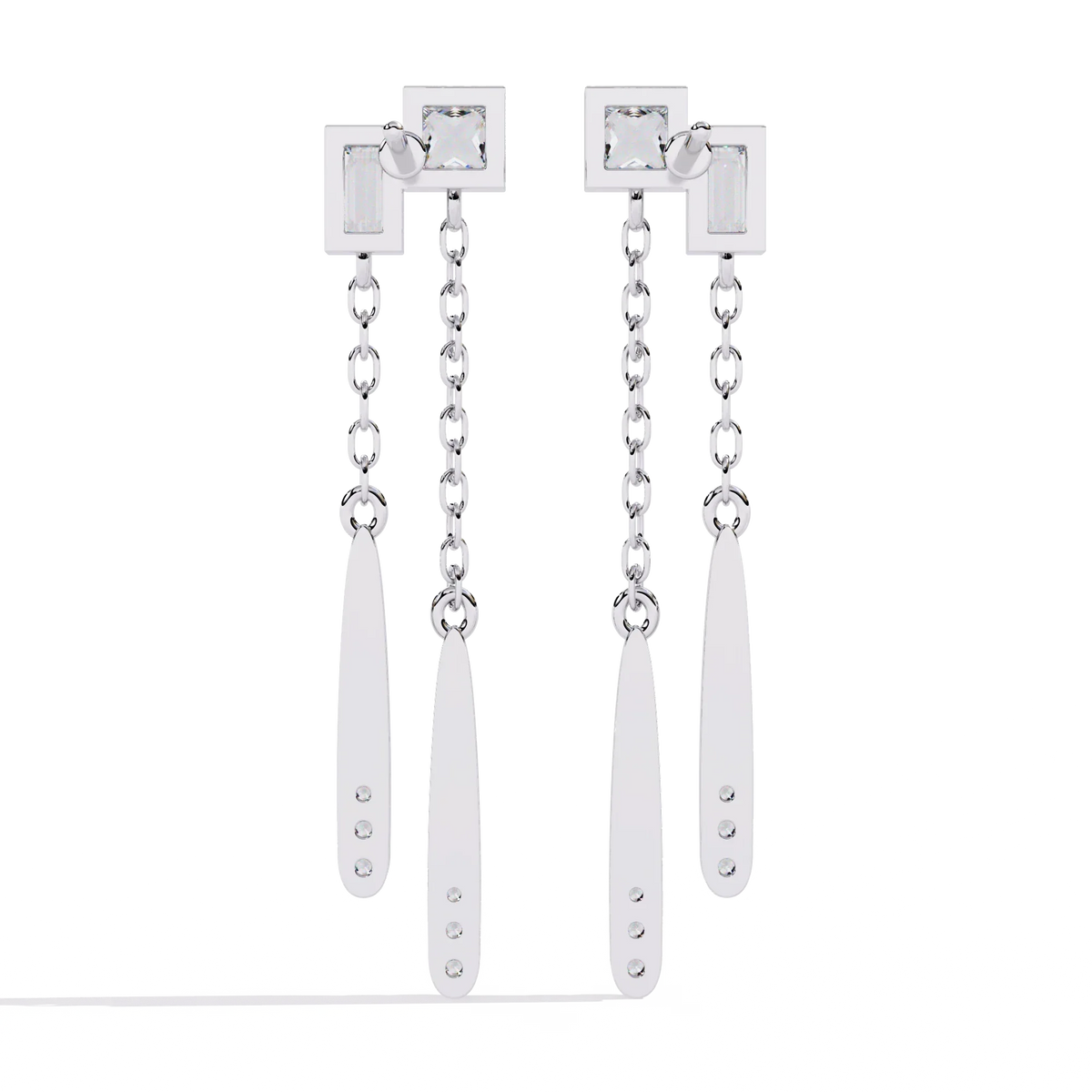 Cosmo Geometric Chain Drop Lab Grown Diamond Earrings - Ophiratbf