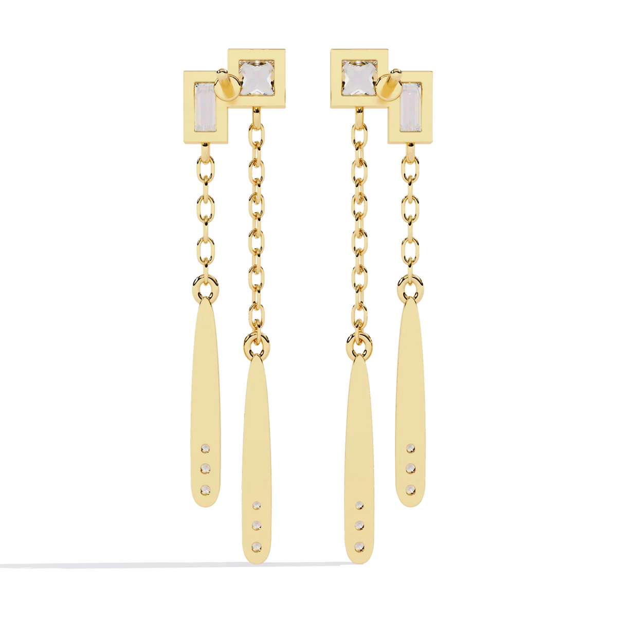 Cosmo Geometric Chain Drop Lab Grown Diamond Earrings - Ophiratbf