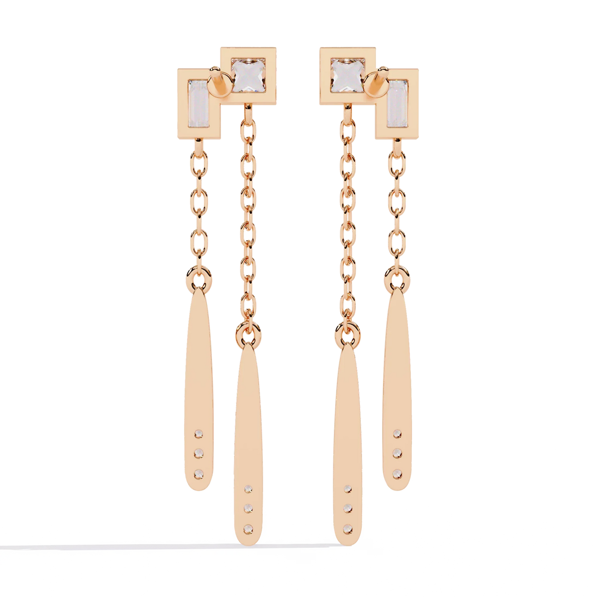 Cosmo Geometric Chain Drop Lab Grown Diamond Earrings - Ophiratbf