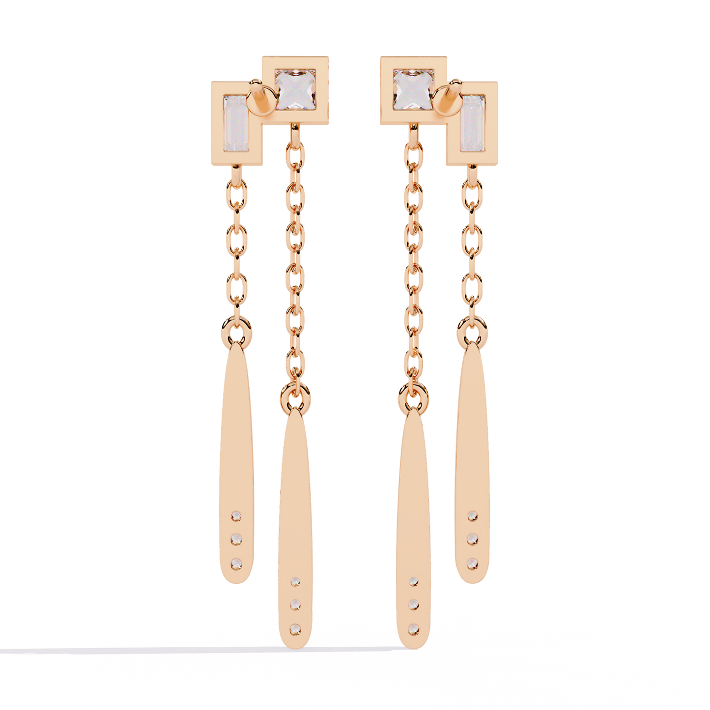 cosmo geometric chain drop lab grown diamond earrings