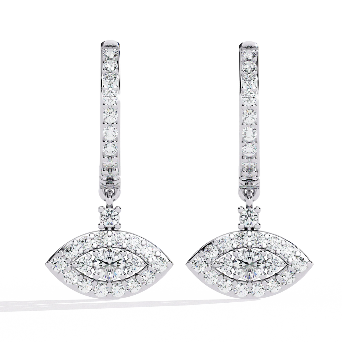 Protea Evil Eye Marquise Lab Grown Diamond Drop Hoops - Ophiratbf