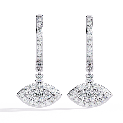 Protea Evil Eye Marquise Lab Grown Diamond Drop Hoops