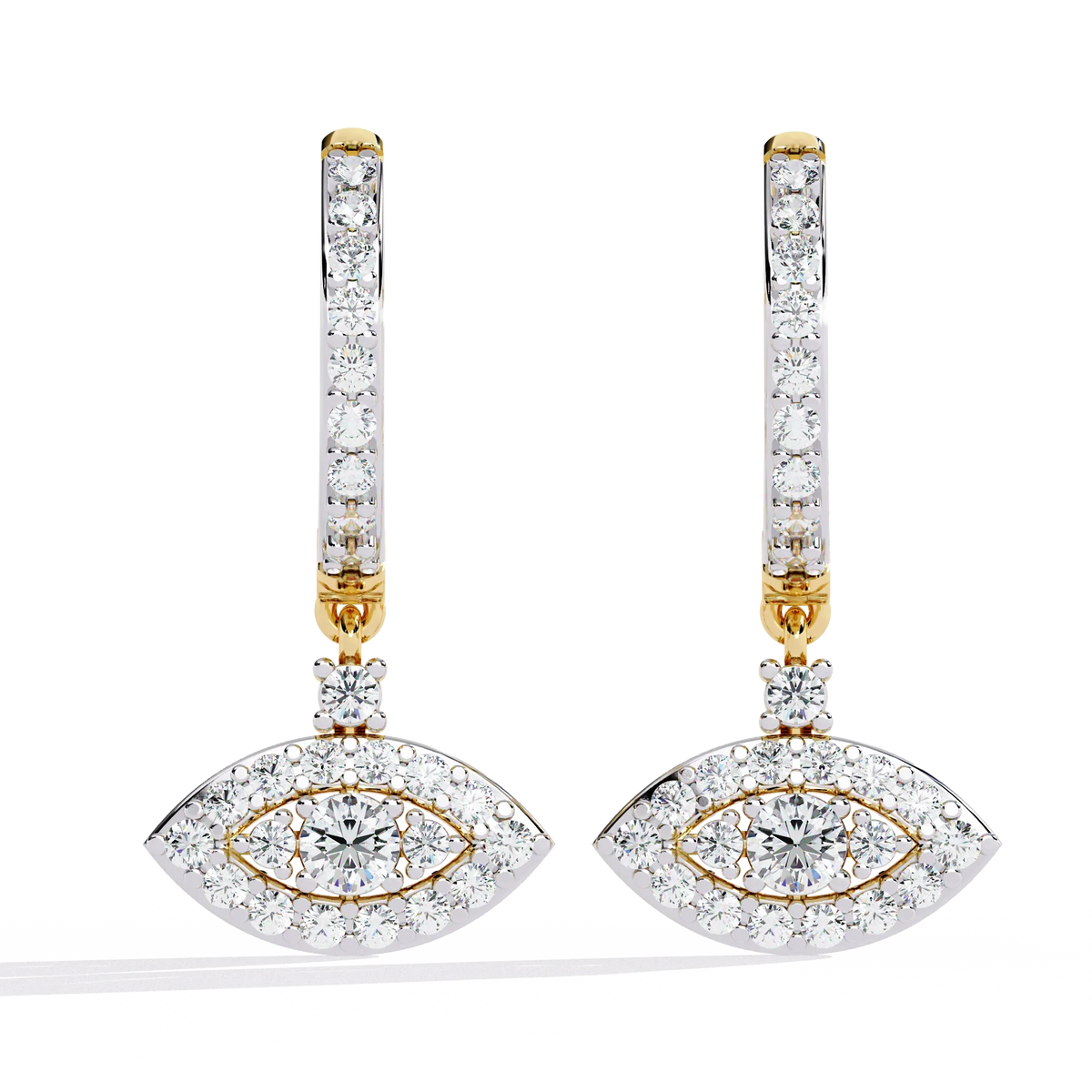 Protea Evil Eye Marquise Lab Grown Diamond Drop Hoops - Ophiratbf