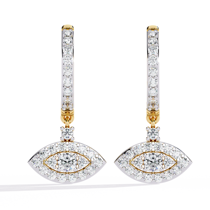 Protea Evil Eye Marquise Lab Grown Diamond Drop Hoops