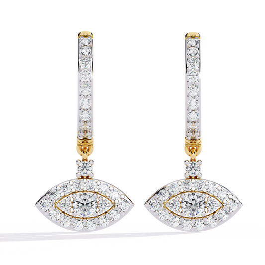 Protea Evil Eye Marquise Lab Grown Diamond Drop Hoops
