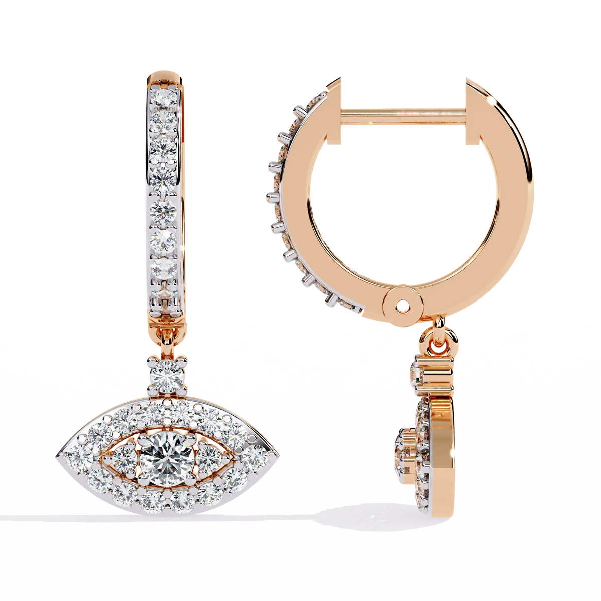 Protea Evil Eye Marquise Lab Grown Diamond Drop Hoops - Ophiratbf