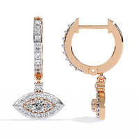 Protea Evil Eye Marquise Lab Grown Diamond Drop Hoops - Ophiratbf