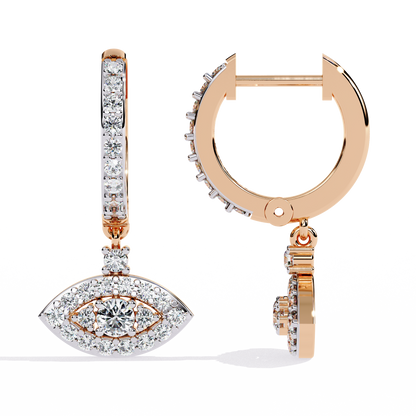 Protea Evil Eye Marquise Lab Grown Diamond Drop Hoops