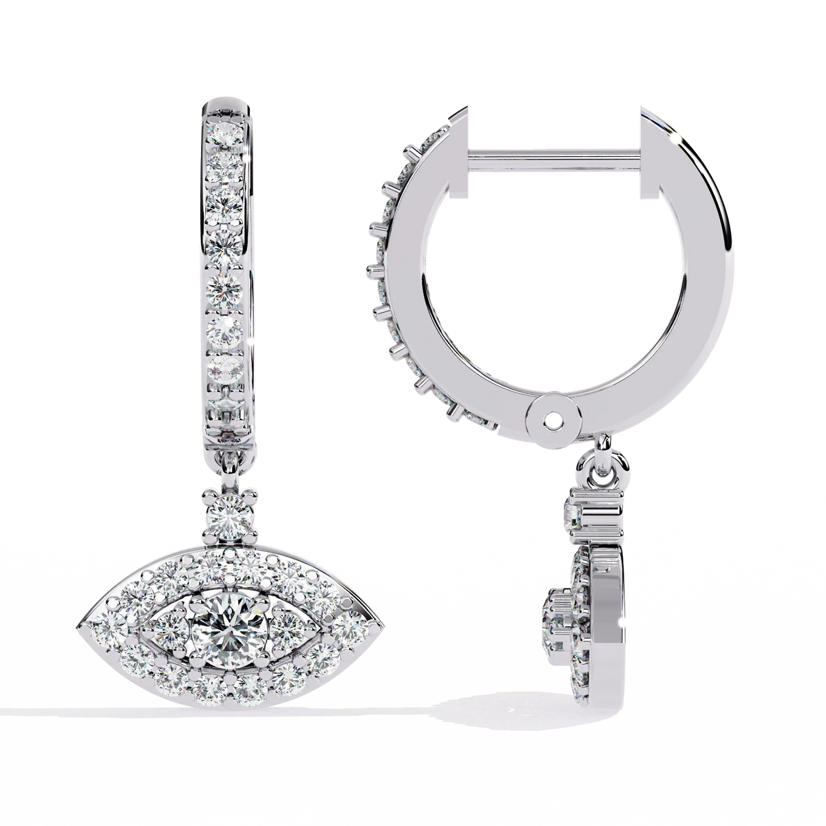 Protea Evil Eye Marquise Lab Grown Diamond Drop Hoops - Ophiratbf