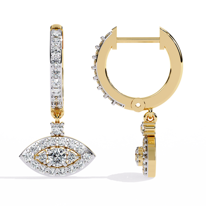 Protea Evil Eye Marquise Lab Grown Diamond Drop Hoops