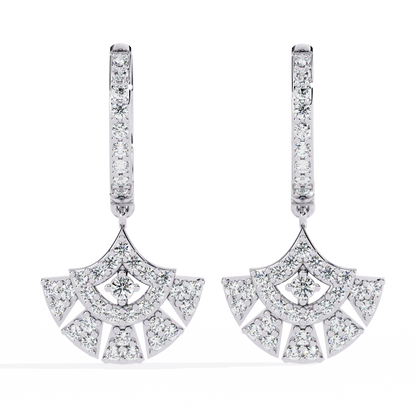 Deco Fan Radiance Lab Grown Diamond Drop Hoops