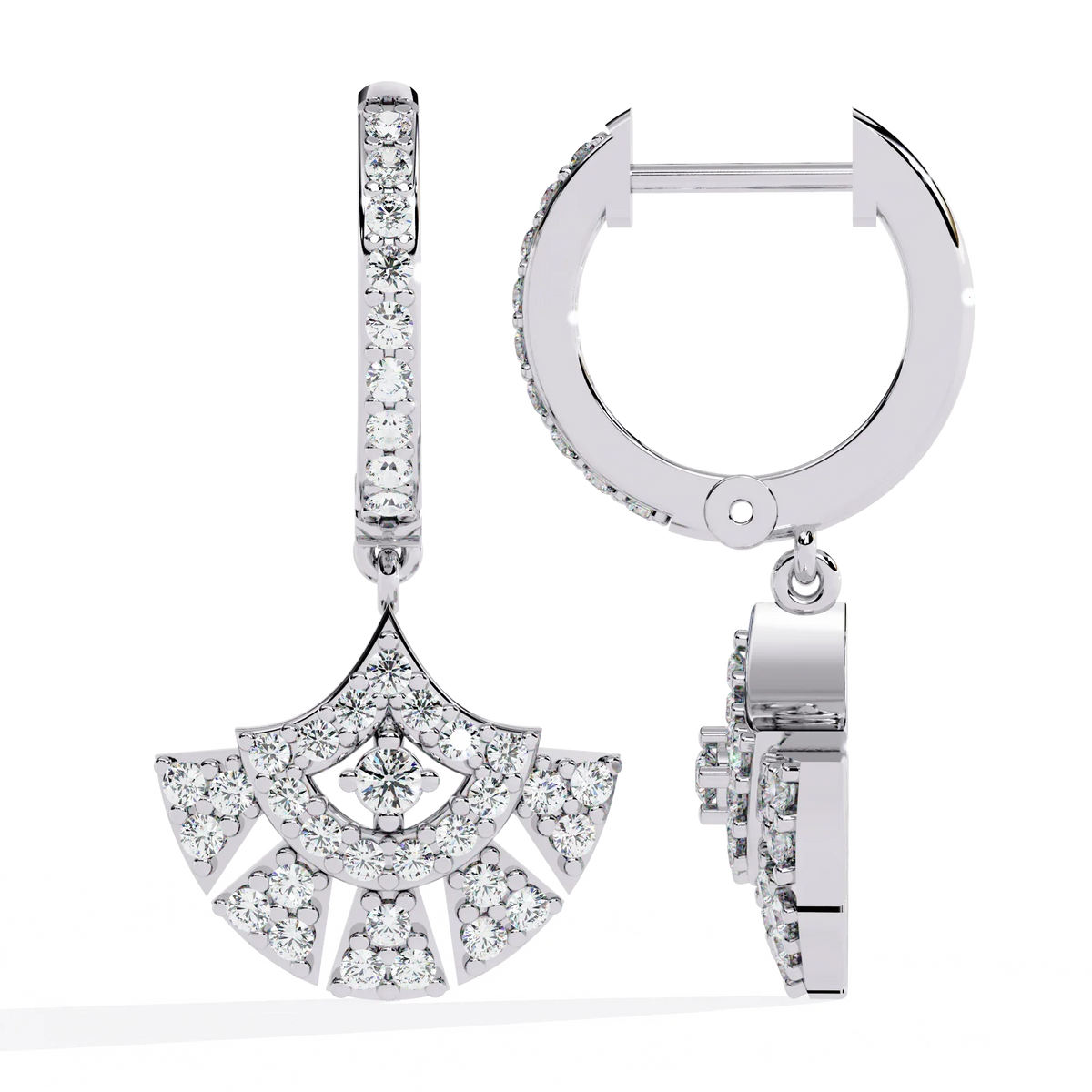 Deco Fan Radiance Lab Grown Diamond Drop Hoops - Ophiratbf
