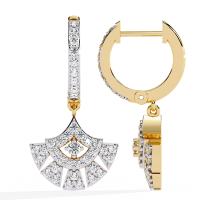 Deco Fan Radiance Lab Grown Diamond Drop Hoops