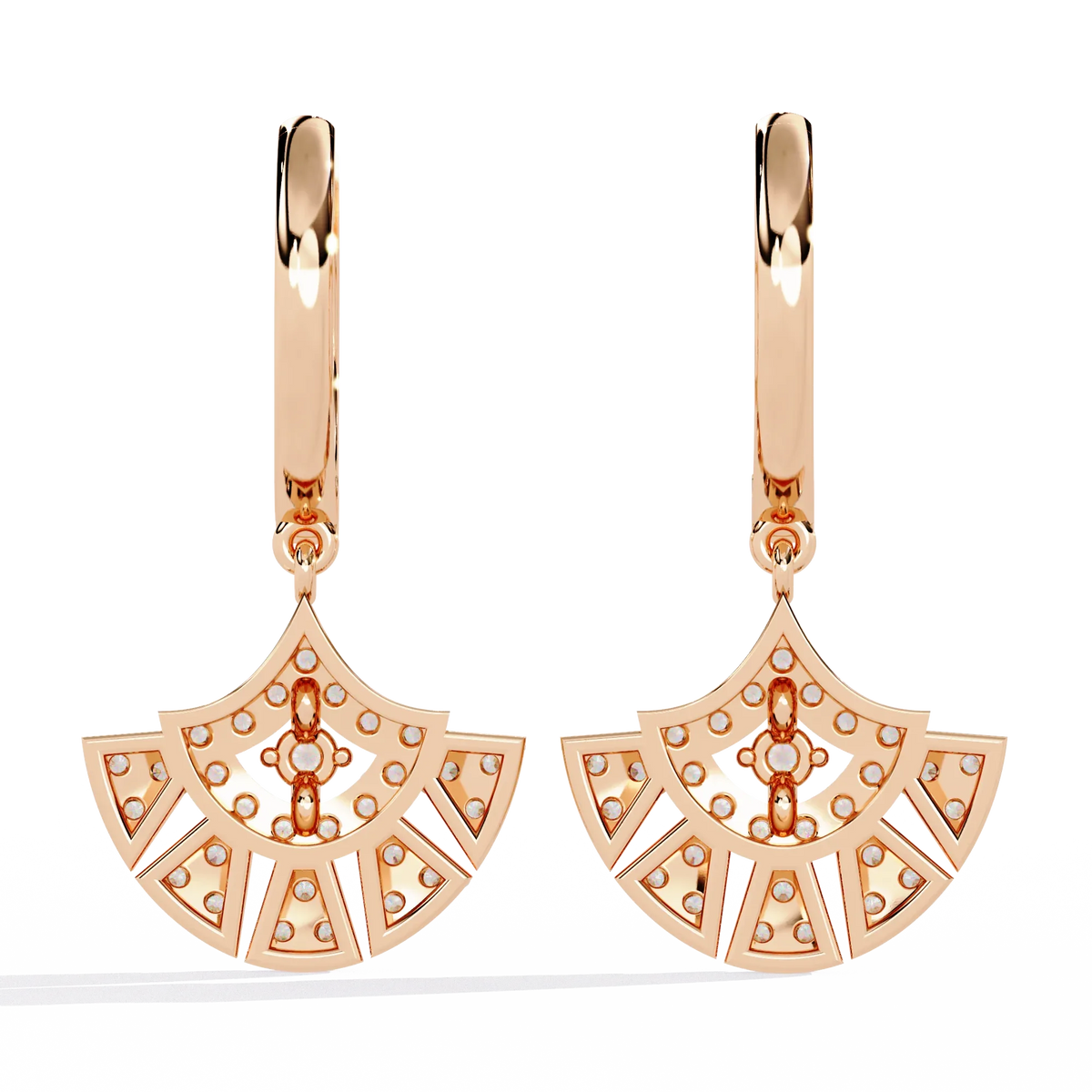 Deco Fan Radiance Lab Grown Diamond Drop Hoops - Ophiratbf