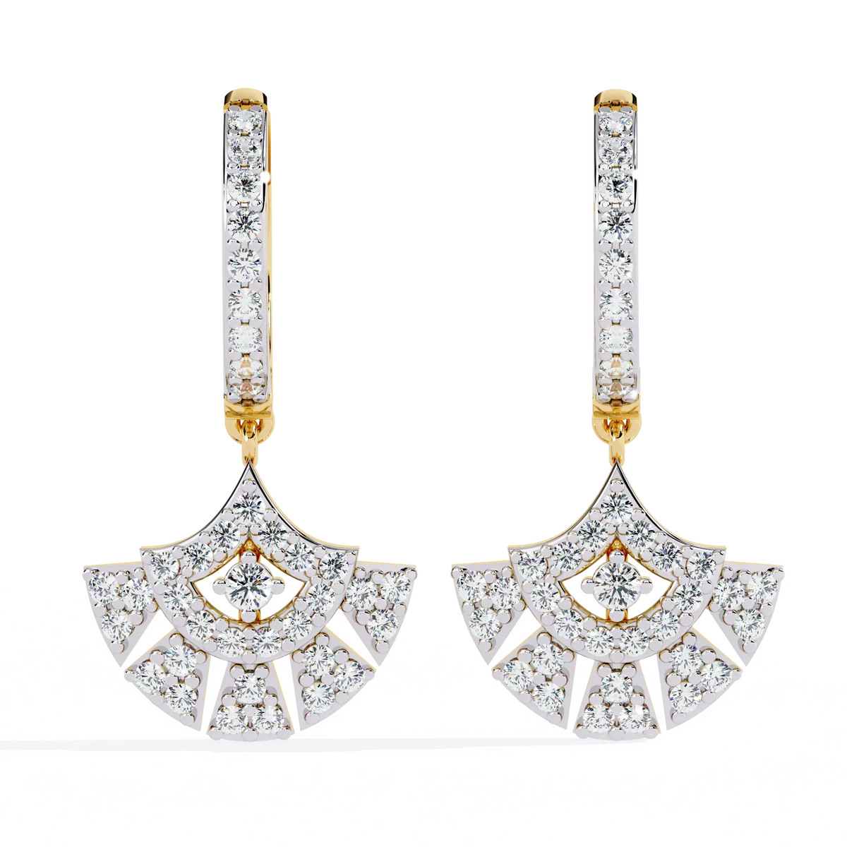 Deco Fan Radiance Lab Grown Diamond Drop Hoops - Ophiratbf