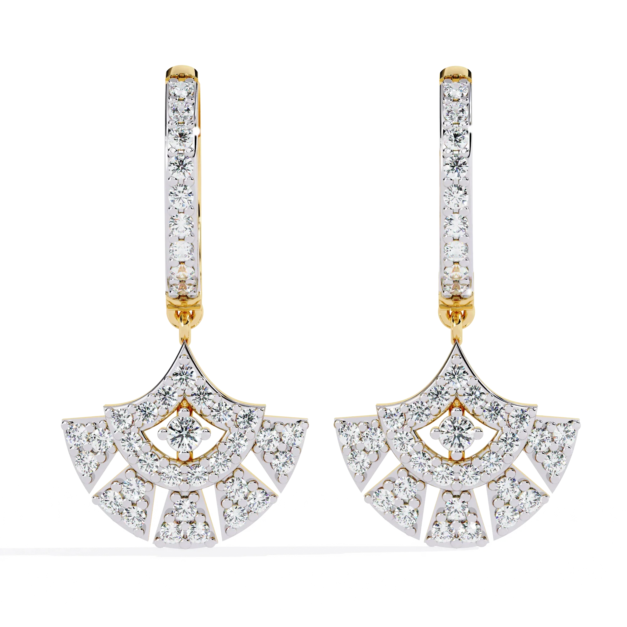 Deco Fan Radiance Lab Grown Diamond Drop Hoops - Ophiratbf