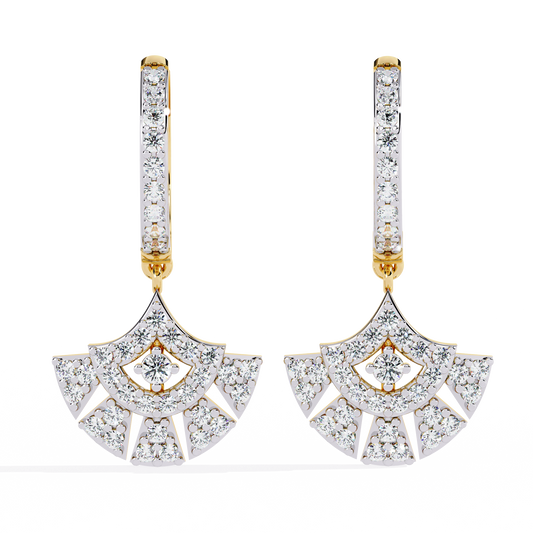 Deco Fan Radiance Lab Grown Diamond Drop Hoops