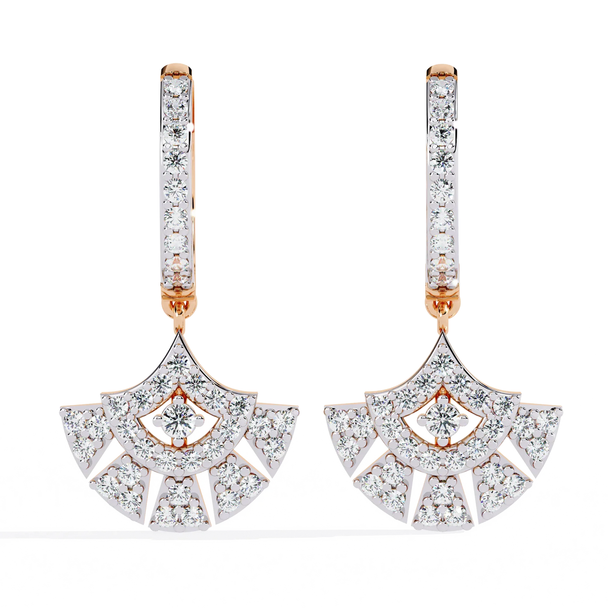 Deco Fan Radiance Lab Grown Diamond Drop Hoops - Ophiratbf