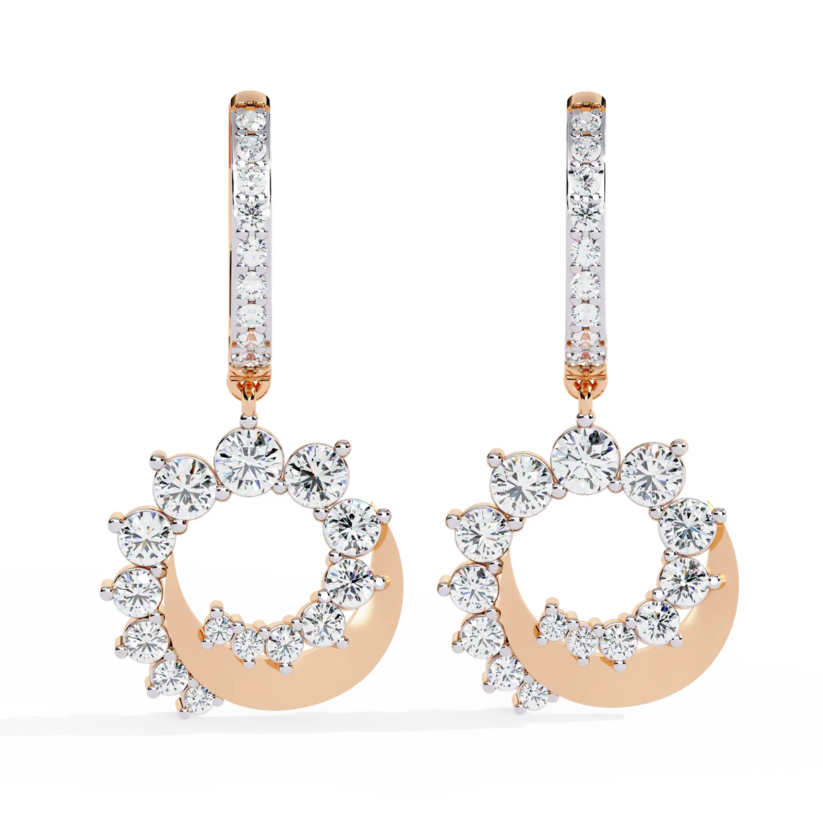 Luna Orbit Crescent Lab Grown Diamond Drop Hoops - Ophiratbf