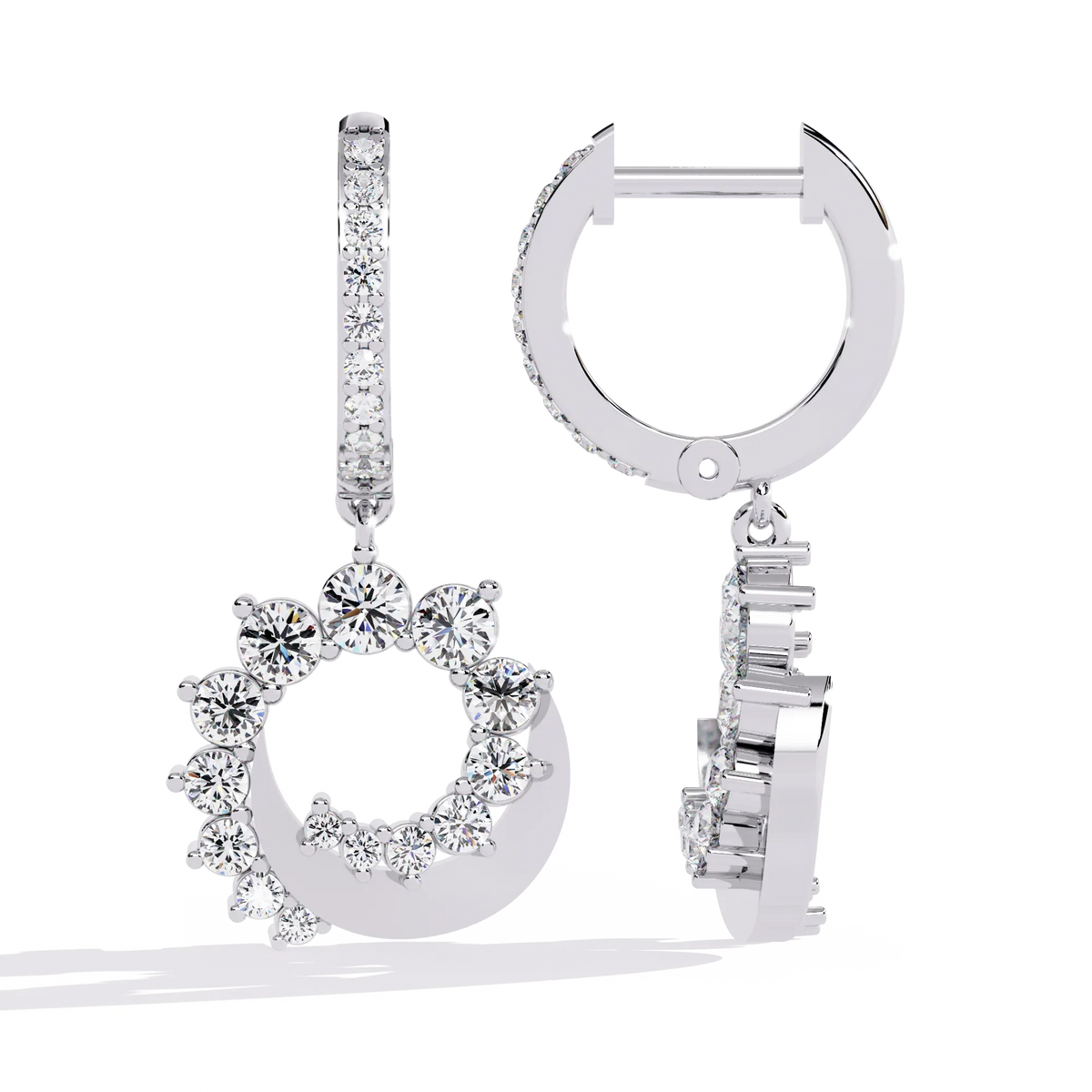 Luna Orbit Crescent Lab Grown Diamond Drop Hoops - Ophiratbf