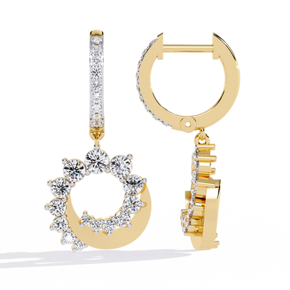 Luna Orbit Crescent Lab Grown Diamond Drop Hoops