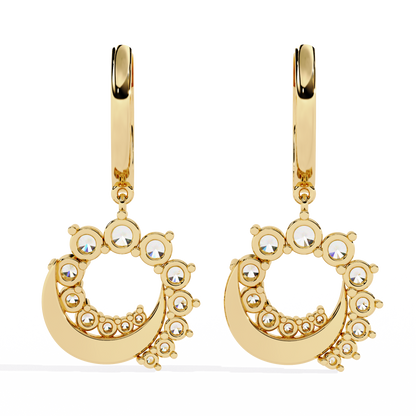 Luna Orbit Crescent Lab Grown Diamond Drop Hoops