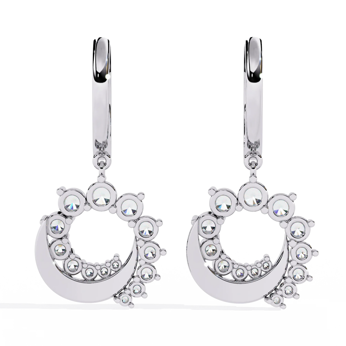 Luna Orbit Crescent Lab Grown Diamond Drop Hoops - Ophiratbf
