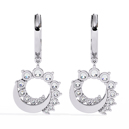 Luna Orbit Crescent Lab Grown Diamond Drop Hoops