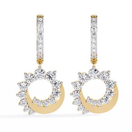 Luna Orbit Crescent Lab Grown Diamond Drop Hoops