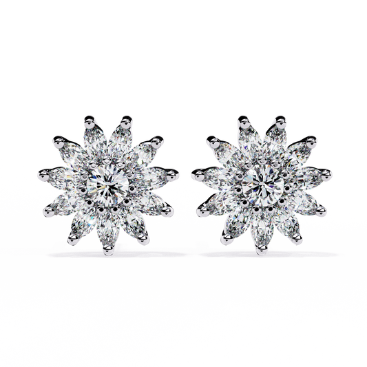 Solara Marquise Floral Cluster Lab Grown Diamond Studs