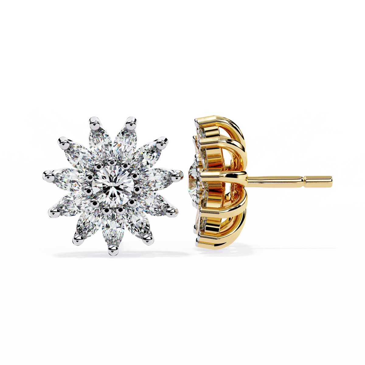 Solara Marquise Floral Cluster Lab Grown Diamond Studs - Ophiratbf