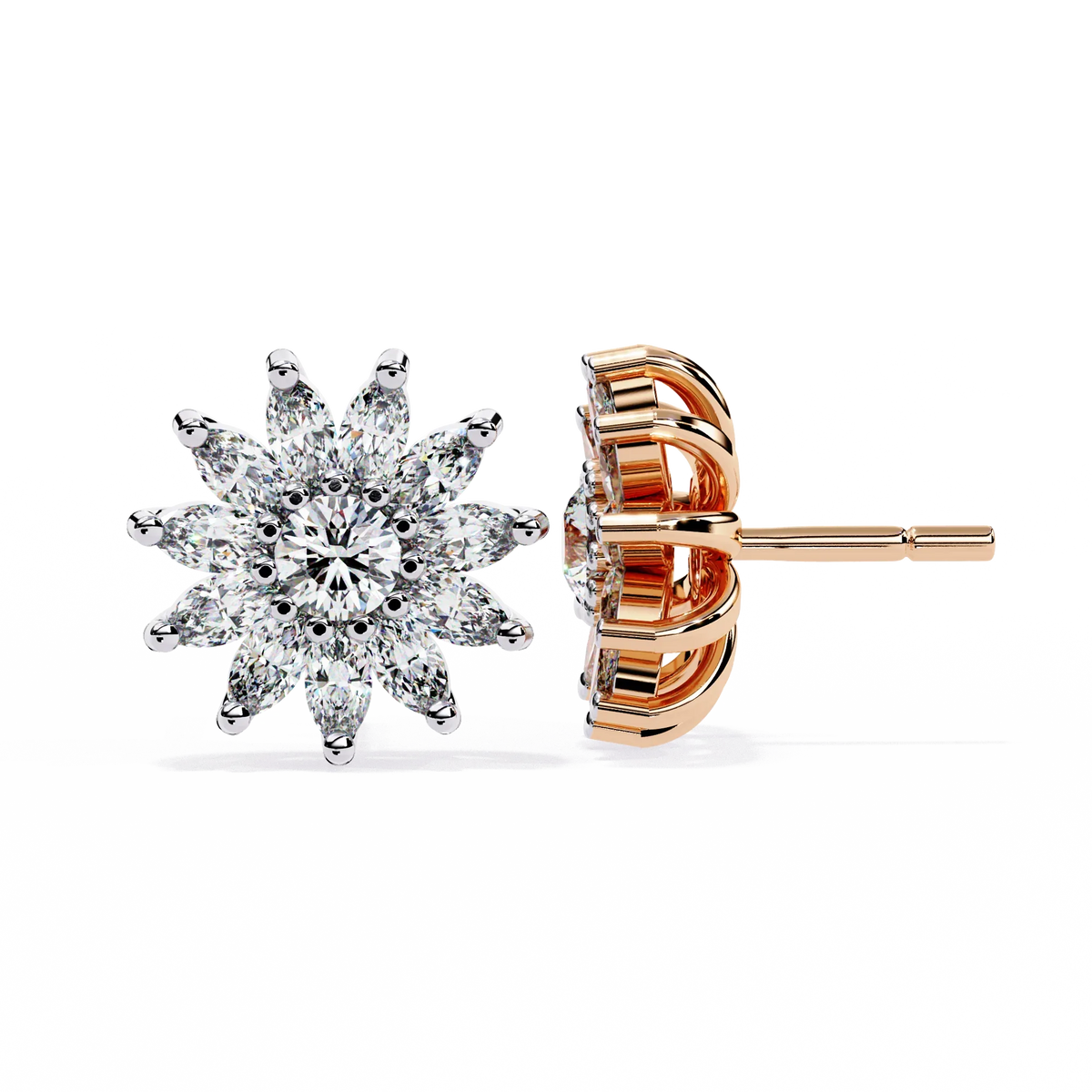 Solara Marquise Floral Cluster Lab Grown Diamond Studs - Ophiratbf