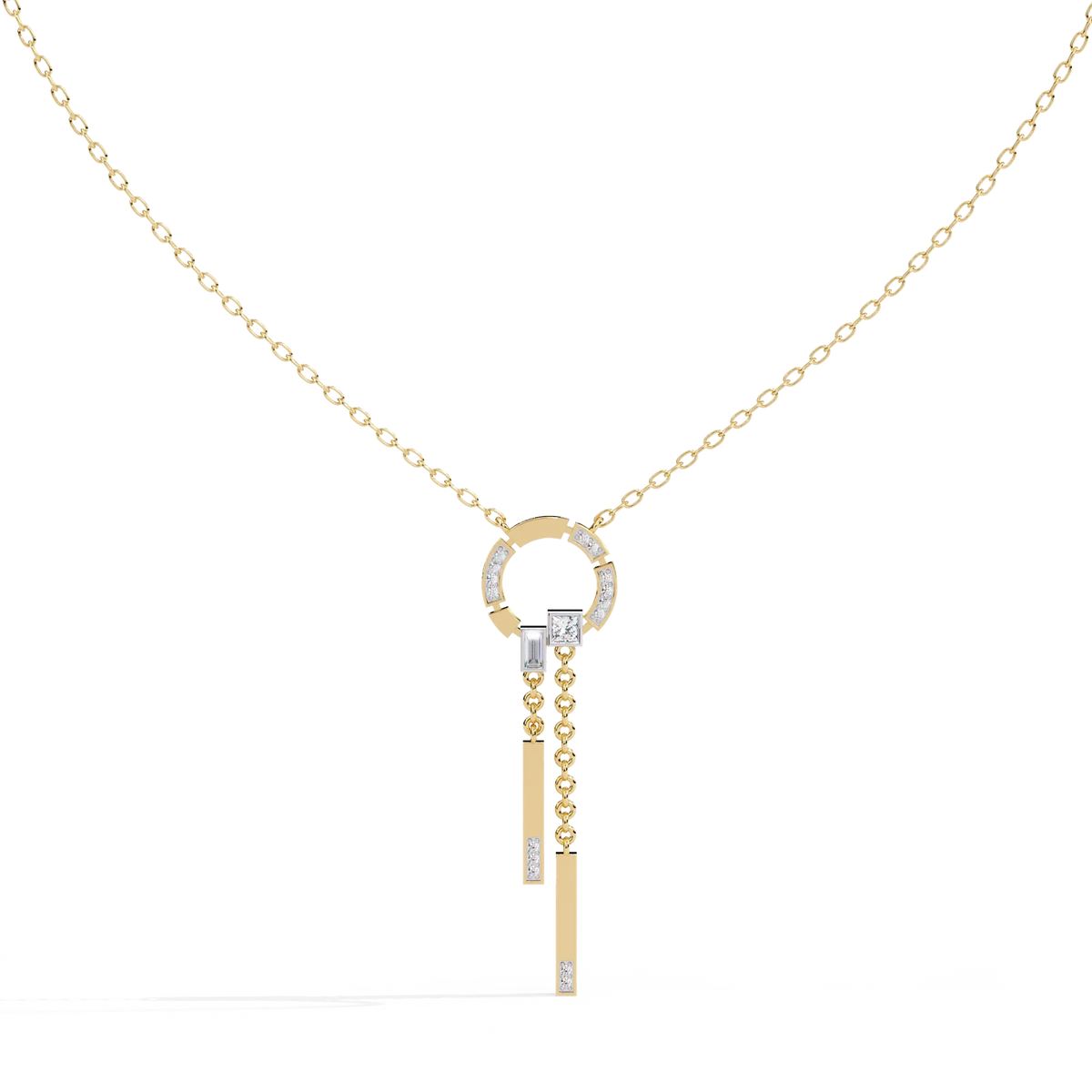 Arcadia Geometric Chain Bar Lab Grown Diamond Necklace - Ophiratbf