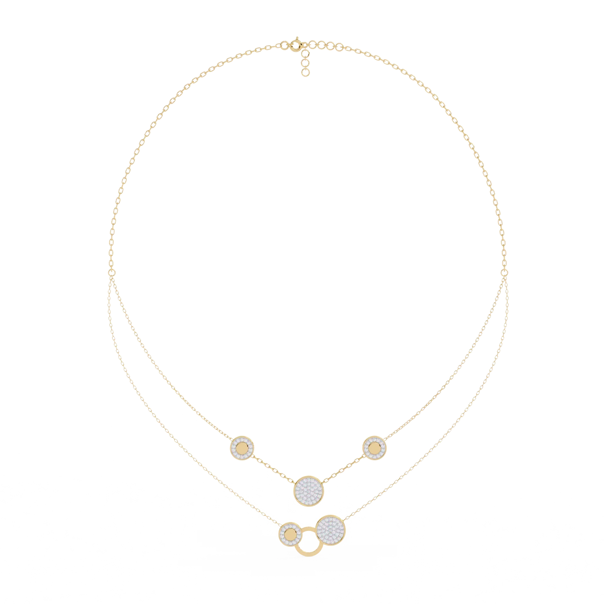 Celestial Duo Circle Station Lab Grown Diamond Necklace - Ophiratbf