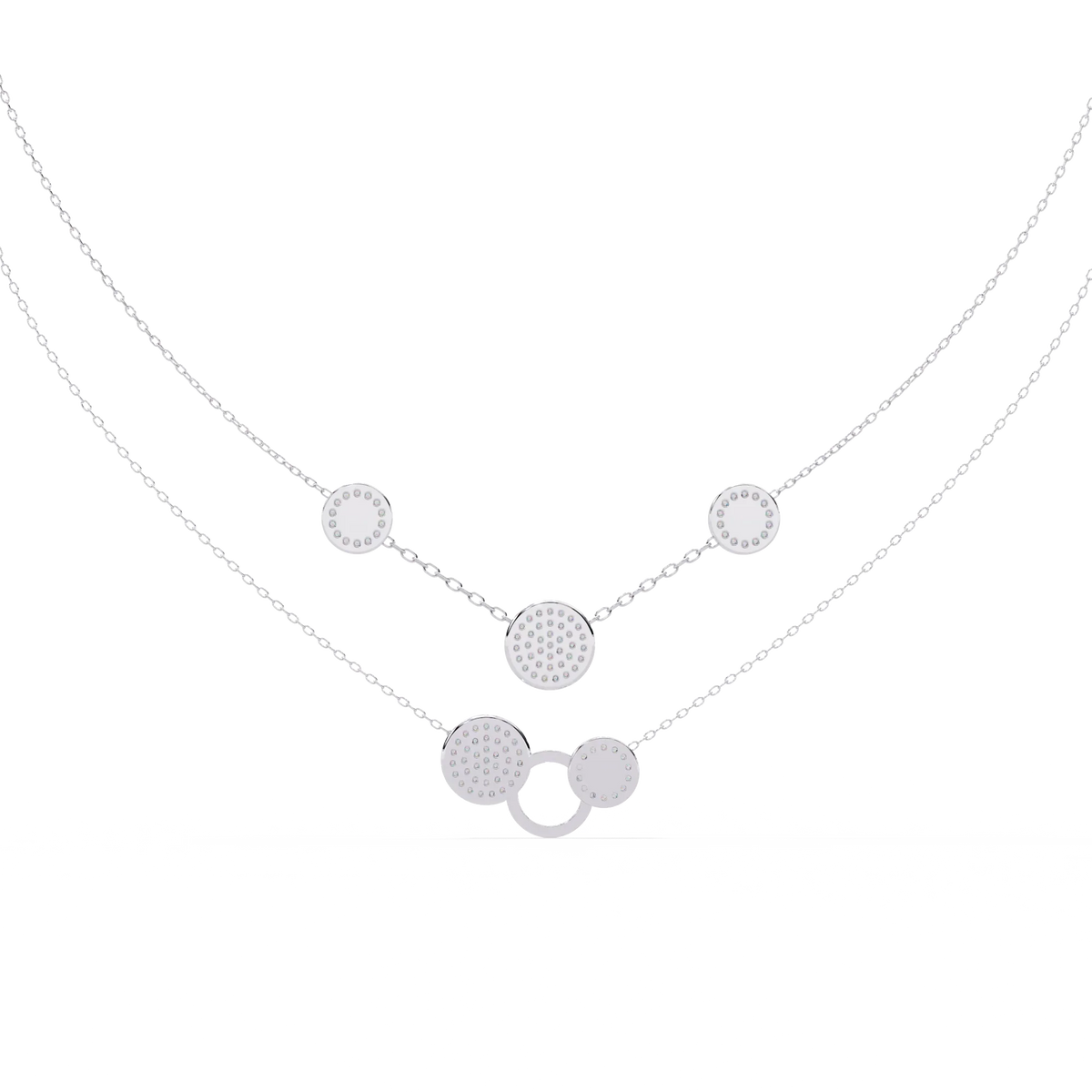 Celestial Duo Circle Station Lab Grown Diamond Necklace - Ophiratbf